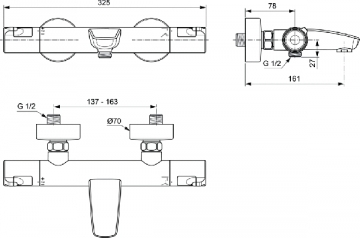 Termostatinis vonios maišytuvas Ideal Standard, Ceratherm T50