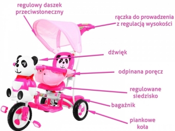 Triratukas "Panda", rožinis