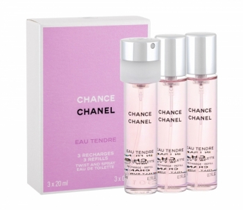 Tualetes ūdens Chanel Chance Eau Tendre Eau de Toilette Refill 20ml 3x 20 ml Sieviešu smaržas