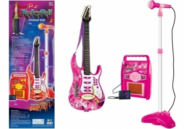 Vaikiška elektrinė gitara su mikrofonu, rožinė Musical toys