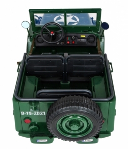 Vaikiškas trivietis elektromobilis Retro Military 4x4, žalias