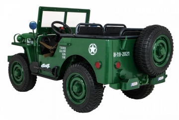 Vaikiškas trivietis elektromobilis Retro Military 4x4, žalias