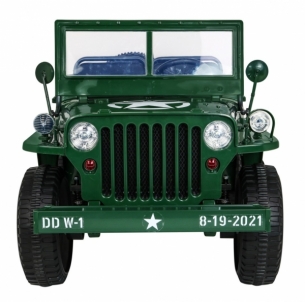 Vaikiškas trivietis elektromobilis Retro Military 4x4, žalias