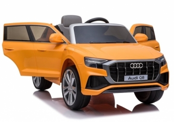 Vaikiškas vienvietis elektromobilis "Audi Q8", lakuotas geltonas