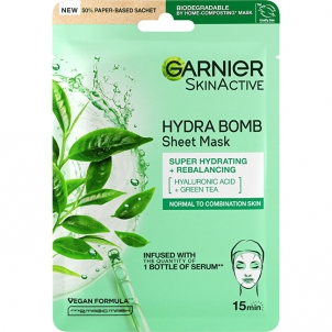 Veido mask Garnier Superhydratační cleansing facial mask with green tea + Moisture Freshness (Tissue Super Hydrating & Purifying mask) 1 piece Masks and serum for the face