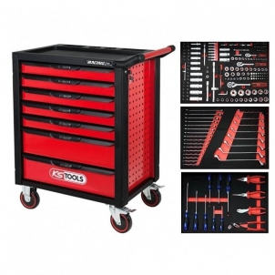 Vežimėlis su 215vnt. įrankių KS TOOLS RACINGline, 7 stalčiai Tools boxes bags