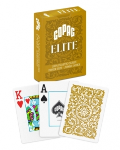 Žaidimo kortos Copag 1546 Elite Poker size - Jumbo index (auksinės)