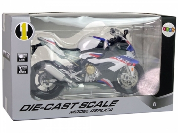 Žaislinis motociklo modelis BMW S1000RR, baltas