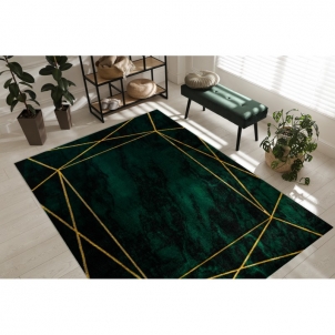 Žalias aukso raštais dekoruotas kilimas EMERALD | 140x190 cm