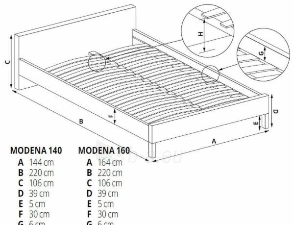 Miegamojo lova Modena 180 paveikslėlis 12 iš 12