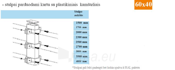 Cinkuotas tvoros stulpas 60x40x2500 1,2mm žalios spalvos (RAL6005), su defektais paveikslėlis 2 iš 6