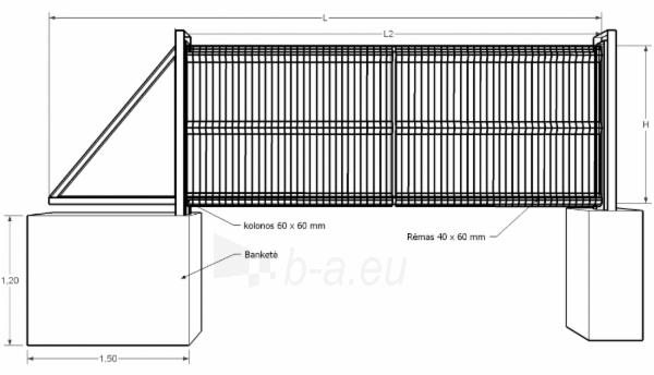 Cinkuoti automatiniai slenkantys vartai 1700x6000 su PVC paveikslėlis 1 iš 1