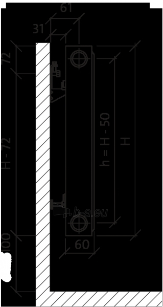 Radiator PURMO CV 11 500-1600, connection bottom paveikslėlis 7 iš 10