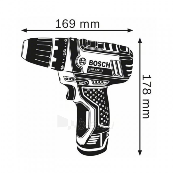 Akumuliatorinis suktuvas-gręžtuvas BOSCH GSR 12V-15 paveikslėlis 2 iš 3