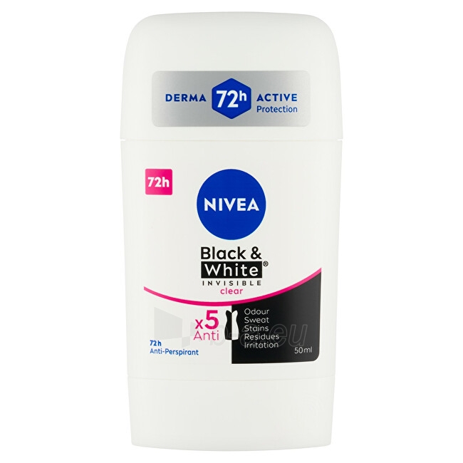 Antiperspirantas Nivea Solid antiperspirant Invisible For Black & White Clear 50 ml paveikslėlis 1 iš 2