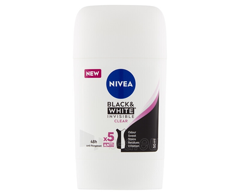 Antiperspirantas Nivea Solid antiperspirant Invisible For Black & White Clear 50 ml paveikslėlis 2 iš 2