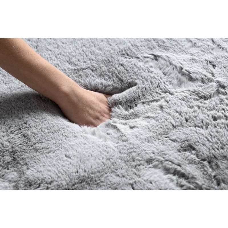 Apvalus pilkas kailio imitacijos kilimas TEDDY | ratas 100 cm paveikslėlis 9 iš 16