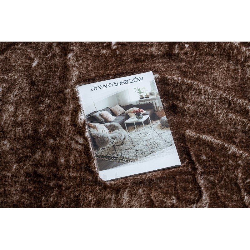 Apvalus rudas kailio imitacijos kilimas LAPIN | ratas 100 cm paveikslėlis 1 iš 16