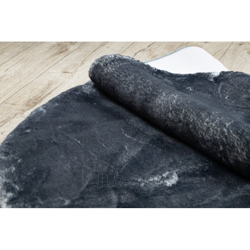 Apvalus tamsiai pilkas kailio imitacijos kilimas LAPIN | ratas 180 cm paveikslėlis 12 iš 16