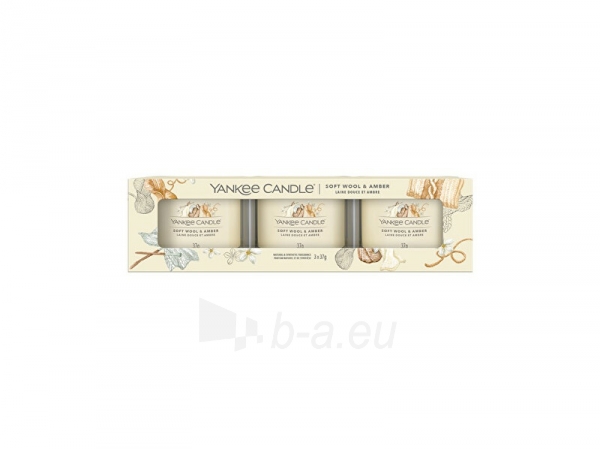 Aromatinė žvakė Yankee Candle Set of votive candles in glass Soft Wool & Amber 3 x 37 g paveikslėlis 1 iš 1