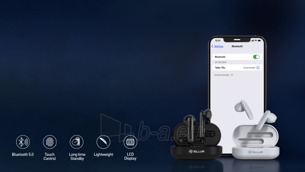 Ausinės Tellur Flip True Wireless Earphones white paveikslėlis 3 iš 6