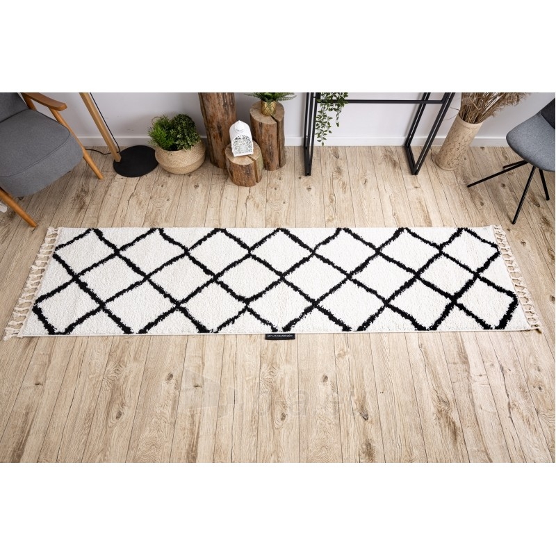 Baltas kiliminis takelis BERBER CROSS | 60x250 cm paveikslėlis 5 iš 16