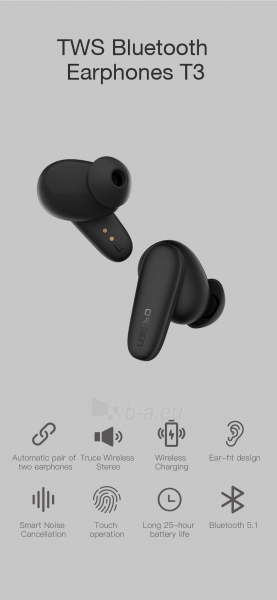 Belaidės ausinės Orsen T3 Bluetooth Earphones black paveikslėlis 9 iš 10