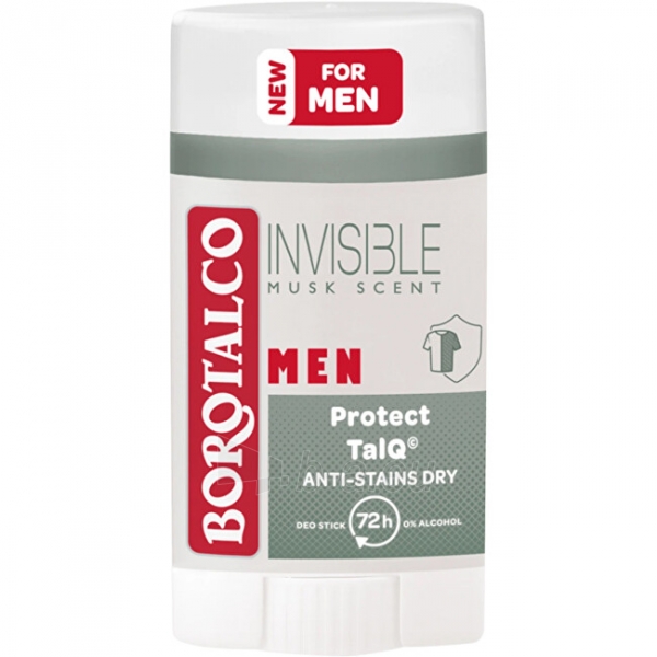 Dezodorantas Borotalco Solid deodorant Men Invisible Dry (Deo Stick) 40 ml paveikslėlis 1 iš 1