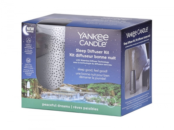 Difusorius Yankee Candle Scented diffuser silver with Peaceful Dreams filling for a peaceful sleep 14 ml paveikslėlis 1 iš 4