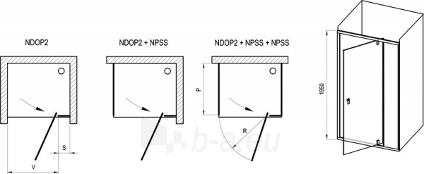 Dušo durys Ravak Nexty, NDOP2-100 juodas+Transparent paveikslėlis 5 iš 6