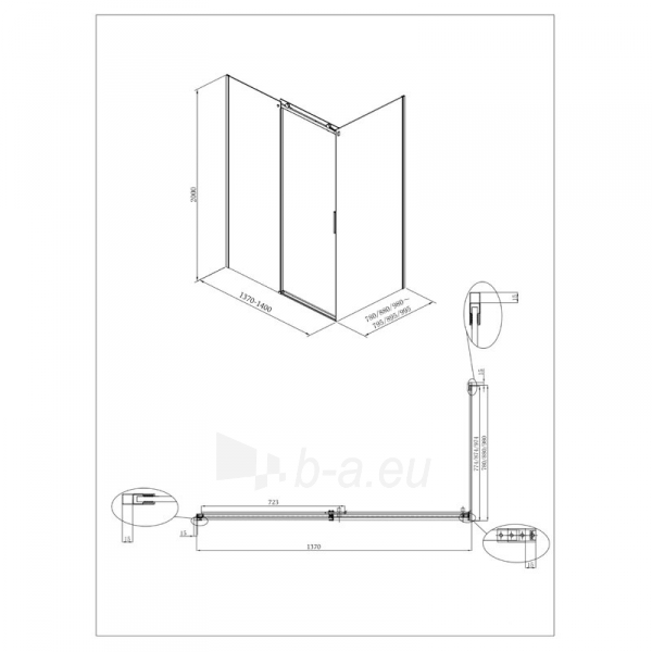 Shower enclosures ALTERNA Free Roller 2.0 140x90 L paveikslėlis 7 iš 7