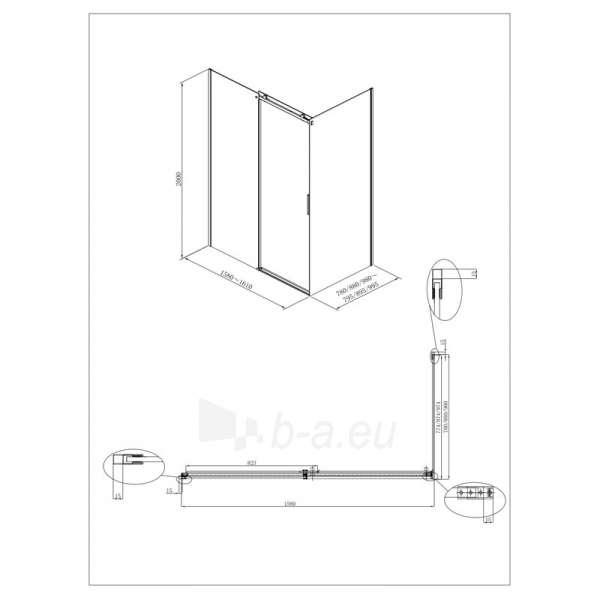 Shower enclosures ALTERNA FREE ROLLER 2.0 160x90 L (R-6/R-1) paveikslėlis 7 iš 7