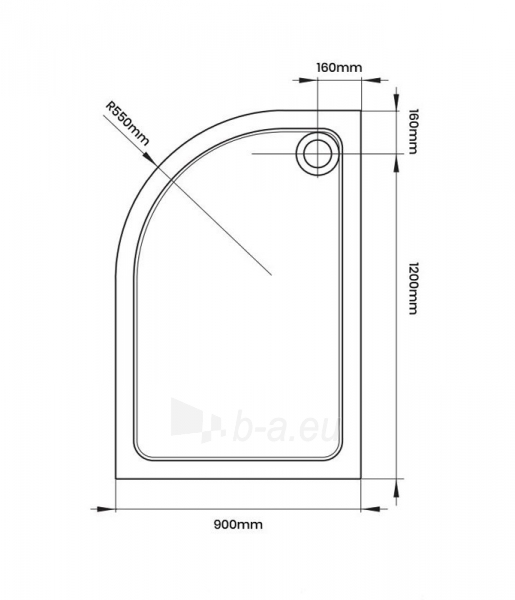 Dušo kabinos padas AQUALUX Offset Quadrant LH, 120x90x3,5 paveikslėlis 2 iš 3