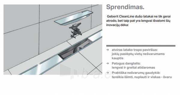 Dušo latako grotelės Geberit CleanLine60 130 cm paveikslėlis 3 iš 9