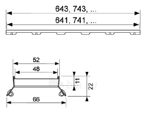 Dušo latako grotelės įklijuojamai plytelei Tece Plate II 70, 80, 90, 100, 120, 150 cm 150 cm paveikslėlis 2 iš 3