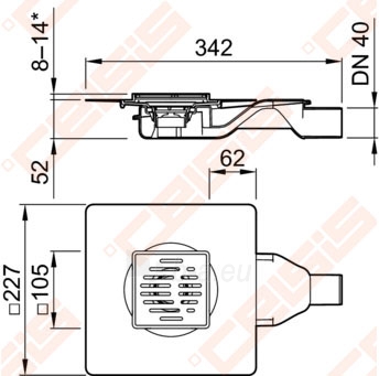 Dušo trapas ACO MG 10x10 cm, H-51 mm paveikslėlis 2 iš 2