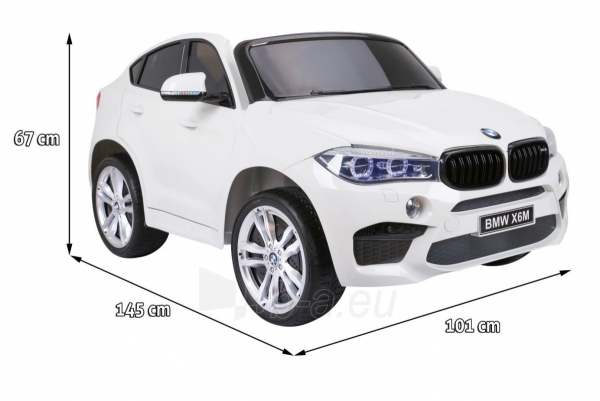 Dvivietis elektromobilis BMW X6M XXL, baltas paveikslėlis 12 iš 20