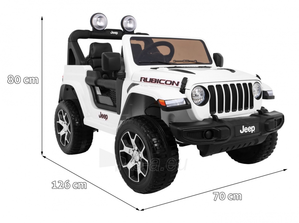 Dvivietis elektromobilis Jeep Wrangler Rubicon, baltas paveikslėlis 14 iš 16