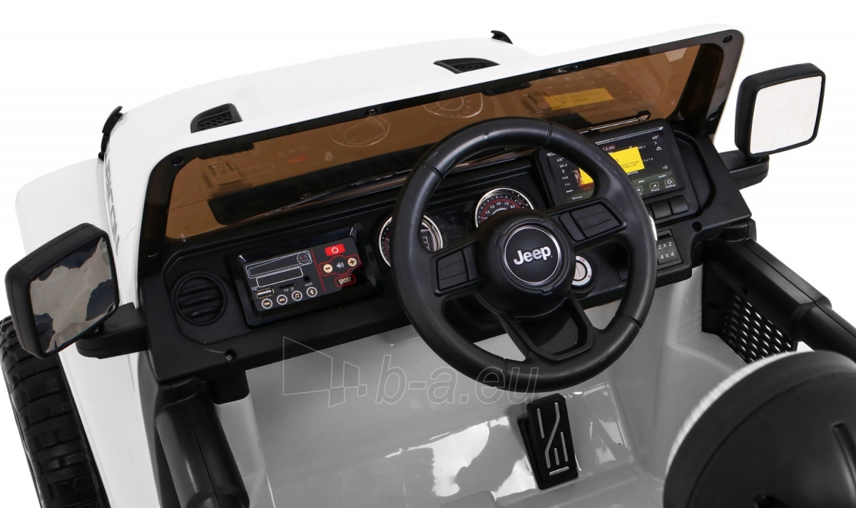 Dvivietis elektromobilis Jeep Wrangler Rubicon, baltas paveikslėlis 9 iš 16