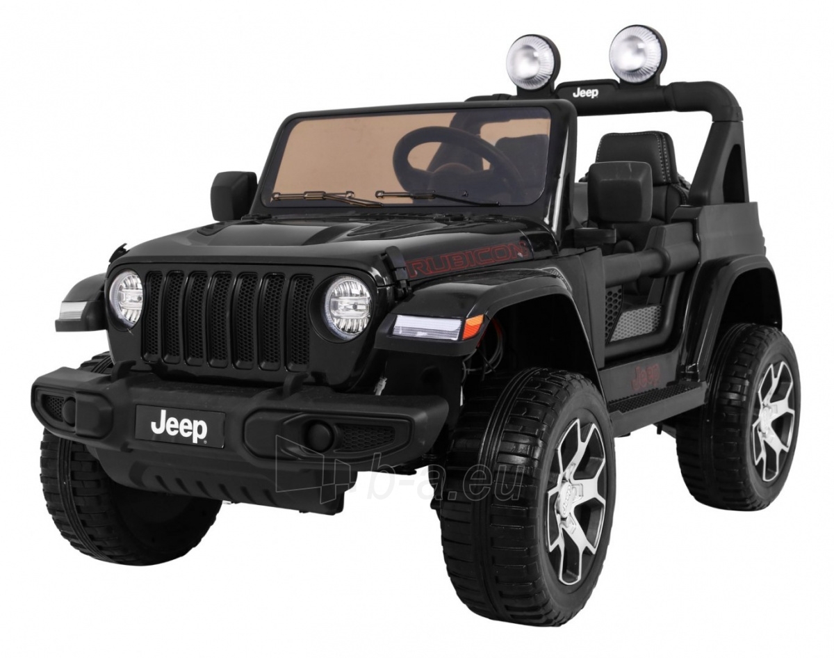 Dvivietis elektromobilis Jeep Wrangler Rubicon, juodas paveikslėlis 1 iš 15