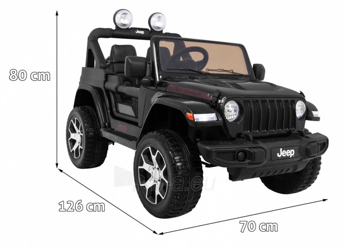 Dvivietis elektromobilis Jeep Wrangler Rubicon, juodas paveikslėlis 14 iš 15