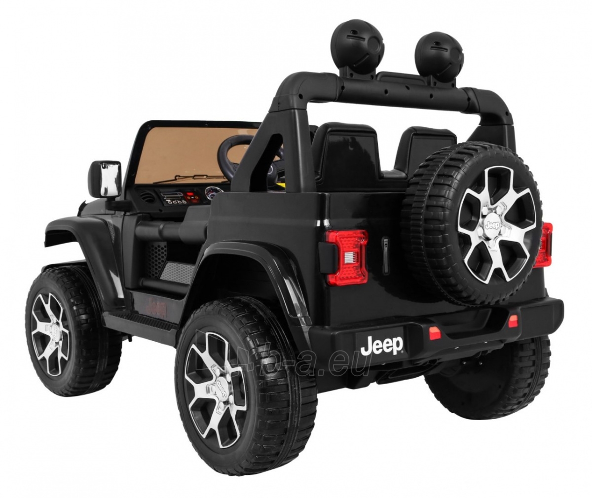 Dvivietis elektromobilis Jeep Wrangler Rubicon, juodas paveikslėlis 11 iš 15