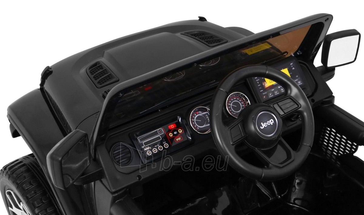 Dvivietis elektromobilis Jeep Wrangler Rubicon, juodas paveikslėlis 3 iš 15