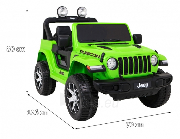 Dvivietis elektromobilis Jeep Wrangler Rubicon, žalias paveikslėlis 13 iš 14