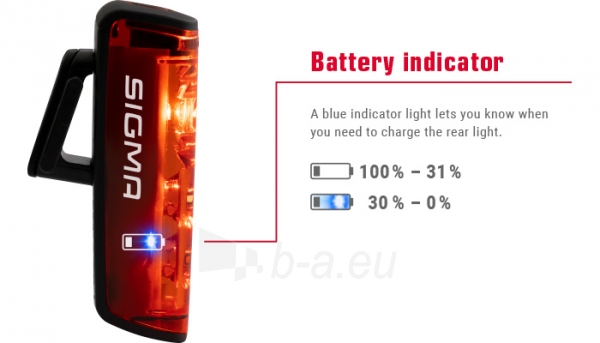 Galinė lempa Sigma Blaze LED + Brake Light USB paveikslėlis 2 iš 7