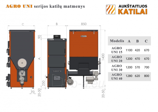 Granulinis katilas 40 kW, komplekte su 40 kWZenono degikliu, 400 l bunkeriu paveikslėlis 4 iš 6