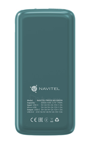 Išorinė baterija Navitel PWR20 MX Green paveikslėlis 3 iš 8