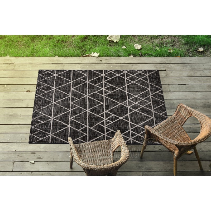 Juodas sizalio kilimas FLOORLUX Geometry | 60x110 cm paveikslėlis 4 iš 17