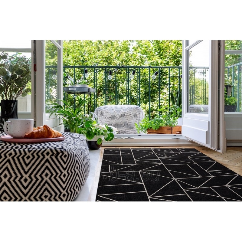 Juodas sizalio kilimas su geometriniais motyvais FLOORLUX | 120x170 cm paveikslėlis 4 iš 16