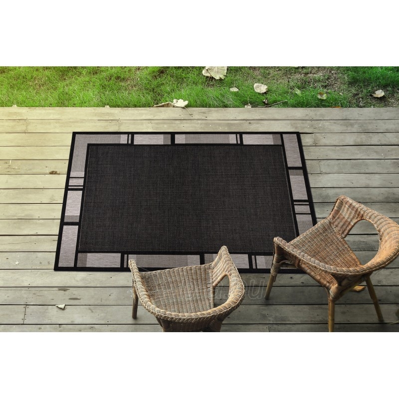 Juodas sizalio kilimas su pilka kraštine FLOORLUX | 80x150 cm paveikslėlis 4 iš 17